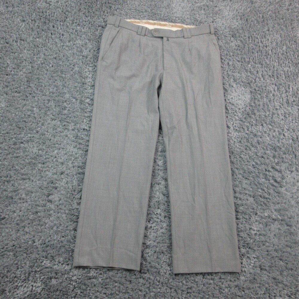 Meyer Dress Pants Mens 36 Gray Wool Blend Flat Front Straight Leg Classic 37x29*